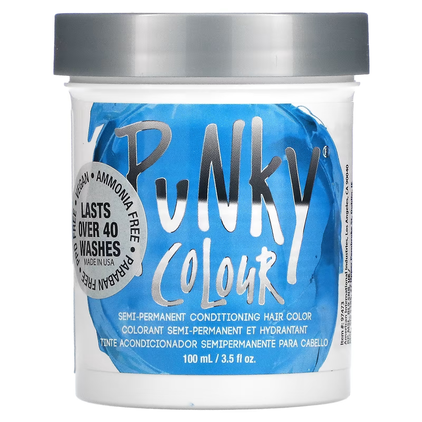 Краска Punky Colour Lagoon Blue для волос, 100 мл punky colour полустойкая кондиционирующая краска для волос голубой 100 мл 3 5 жидк унции