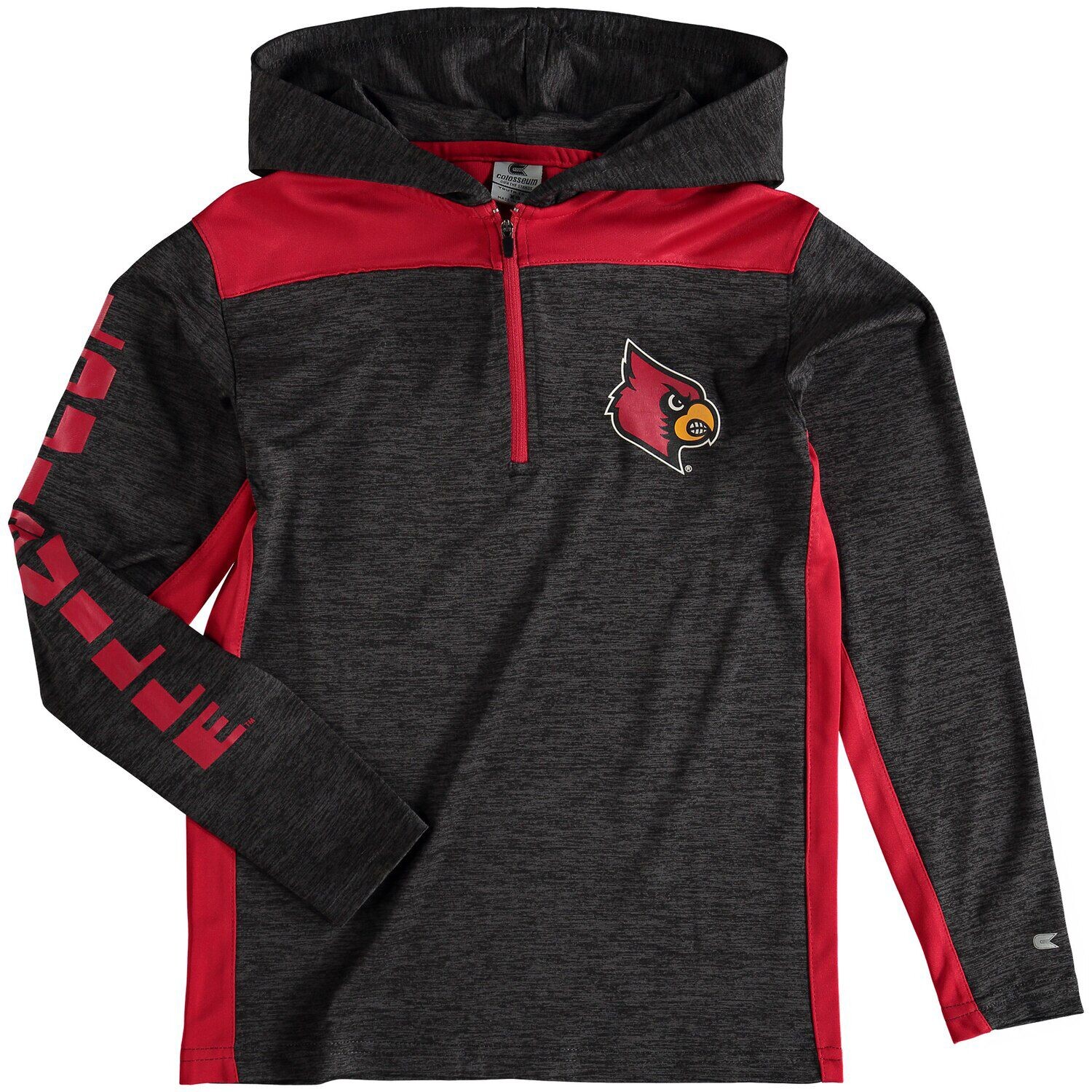 

Черная худи с молнией на четверть Youth Colosseum с принтом Louisville Cardinals Quick Kick Colosseum