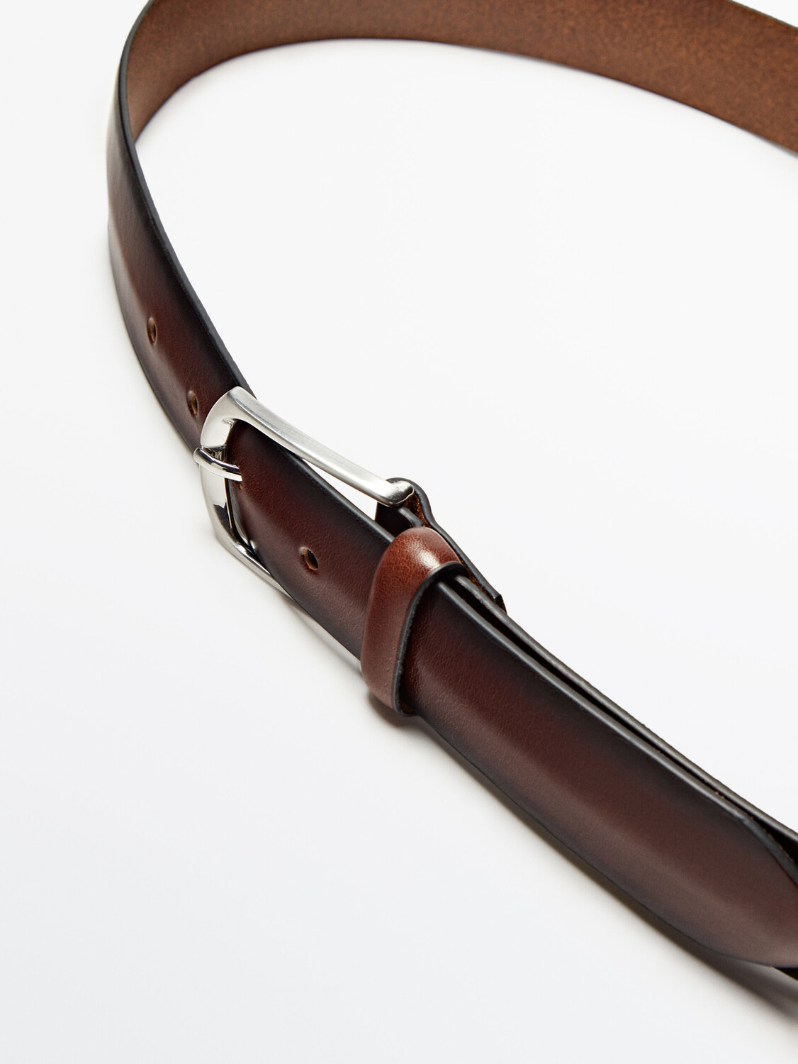 

Ремень из кожи наппа Massimo Dutti, коричневый