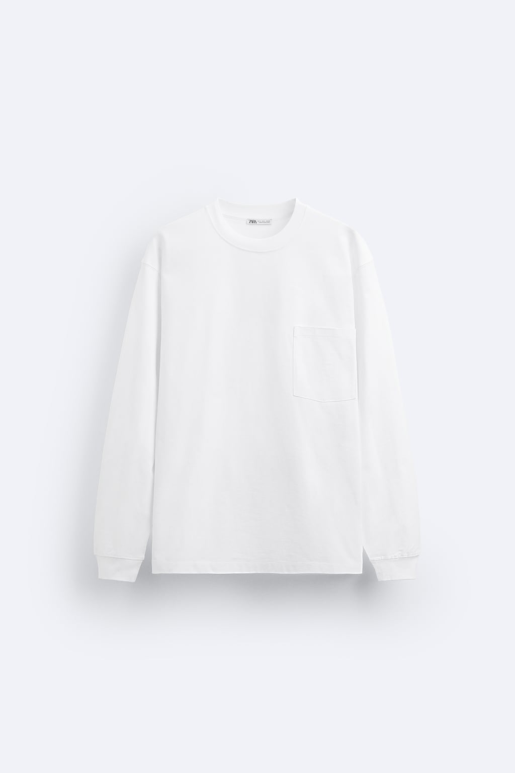 

Тяжелая футболка с длинными рукавами ZARA, белый