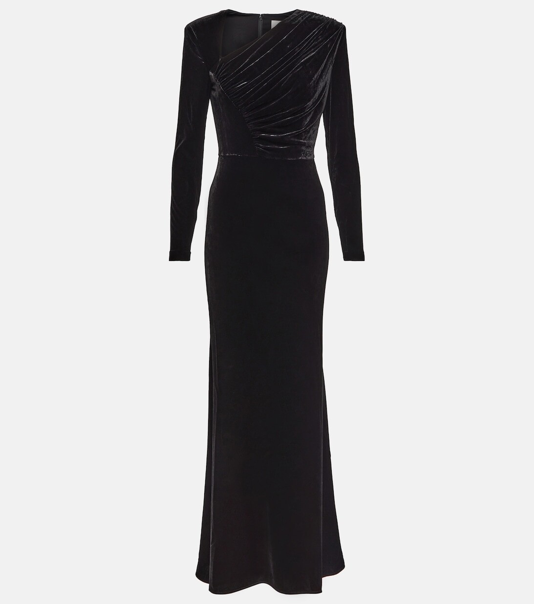 

Асимметричное бархатное платье ROLAND MOURET, черный