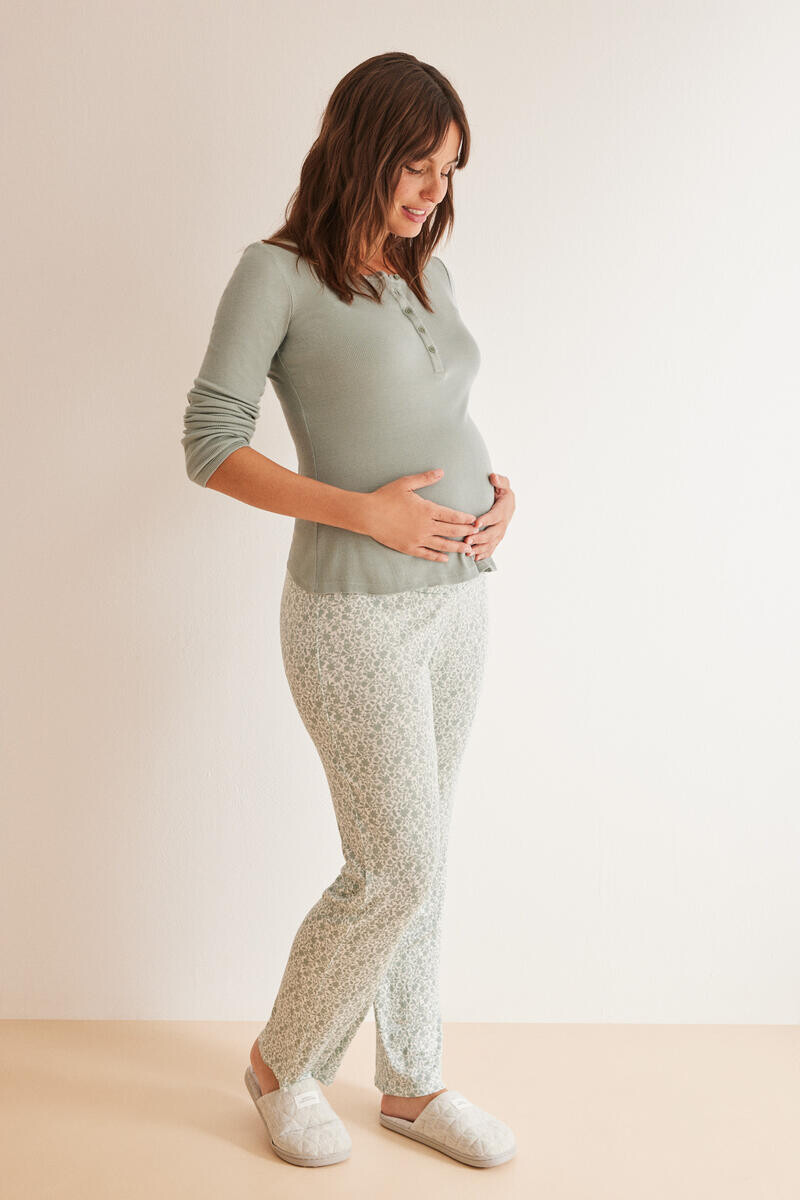 

Длинная пижама "для беременных" с зелеными цветами. Women'secret, зеленый