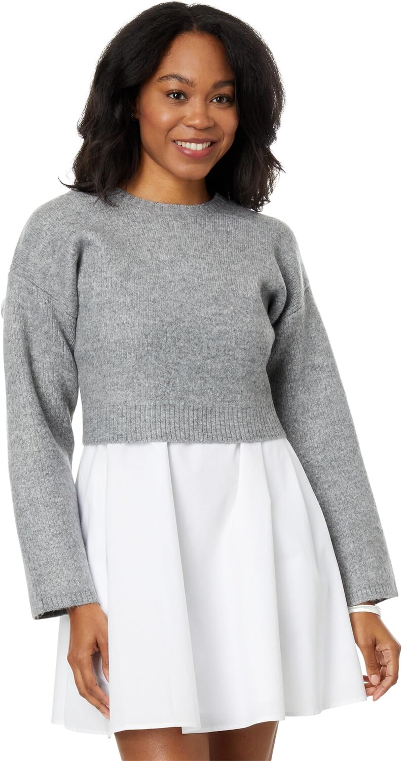

Свитер и мини-платье из поплина English Factory, цвет Heather Grey