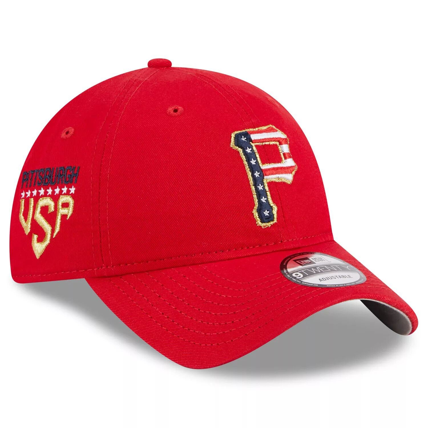 

Женская регулируемая кепка New Era Red Pittsburgh Pirates 2023 Четвертое июля 9TWENTY New Era