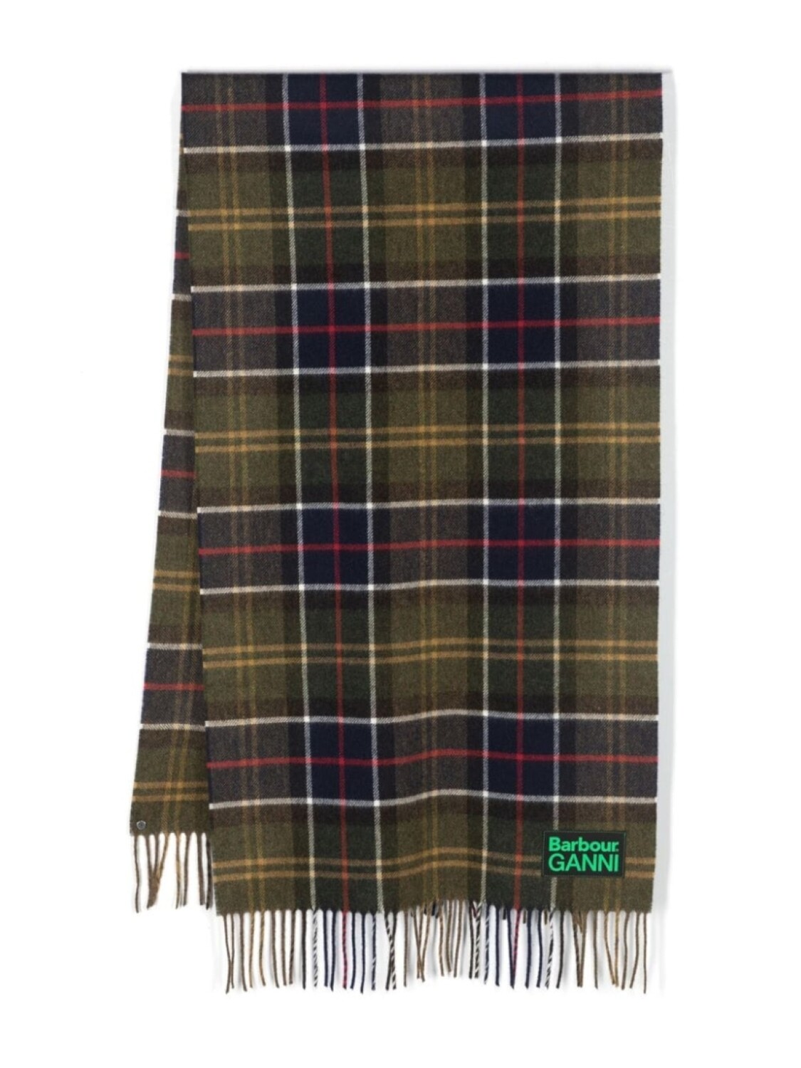 

Barbour шерстяной шарф в клетку из коллаборации с Ganni, зеленый