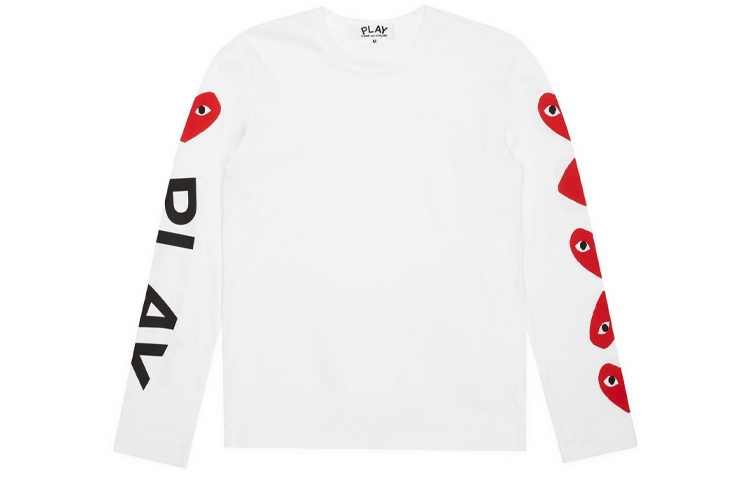 

Футболка CDG Play Red Multi Heart L/S Белая, Белый