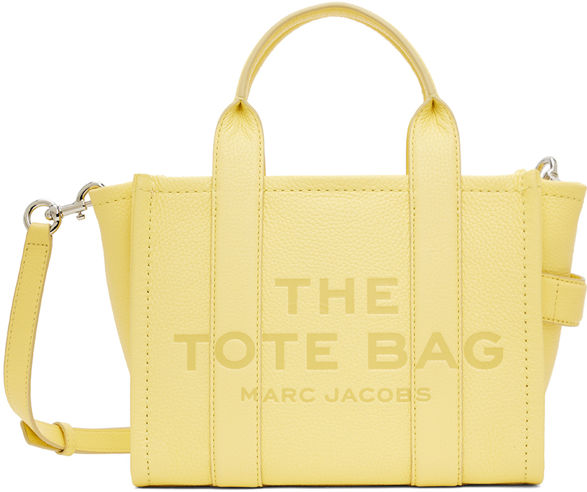 цена Желтая сумка-тоут 'The Leather Small Tote Bag' Marc Jacobs, цвет Custard