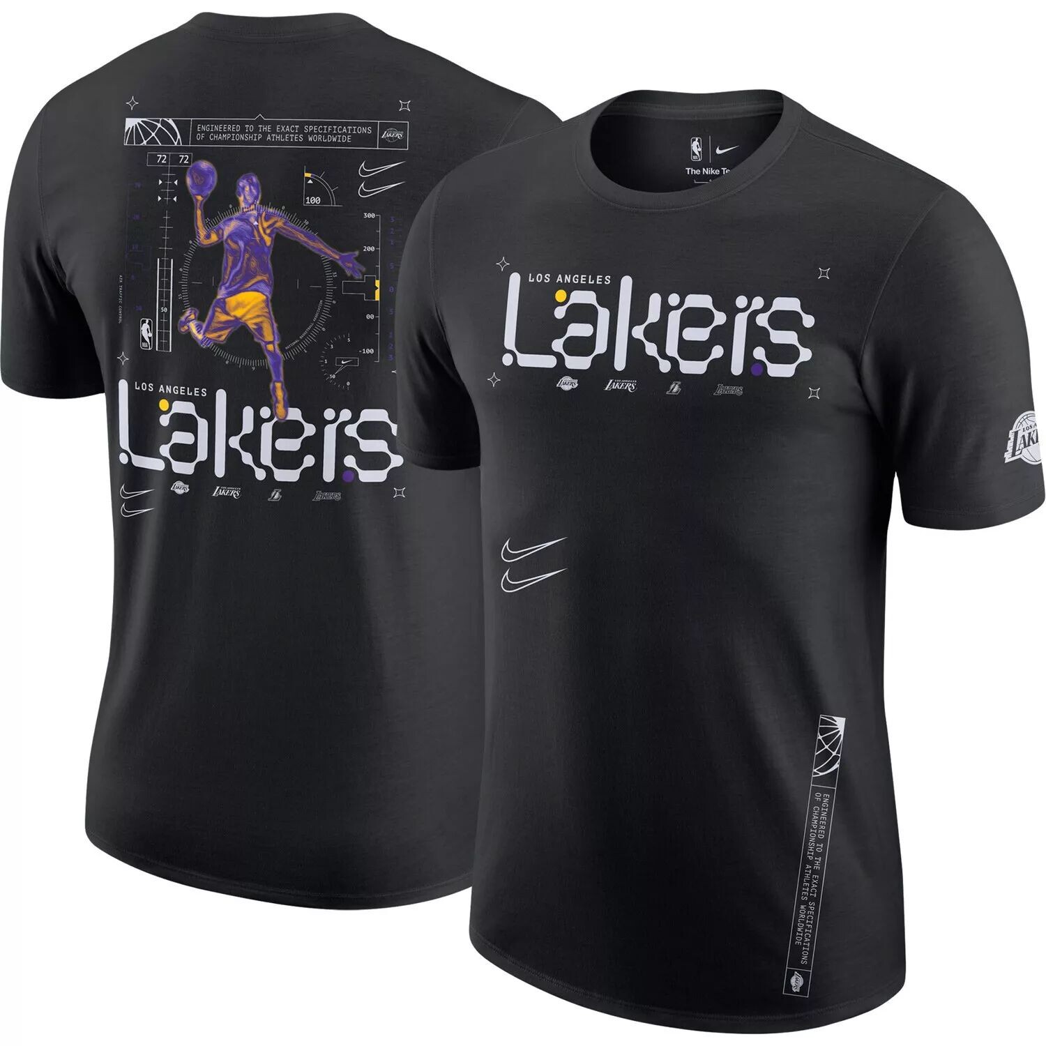 

Мужская черная футболка Nike Los Angeles Lakers Courtside Air Traffic Control Max90, Черный