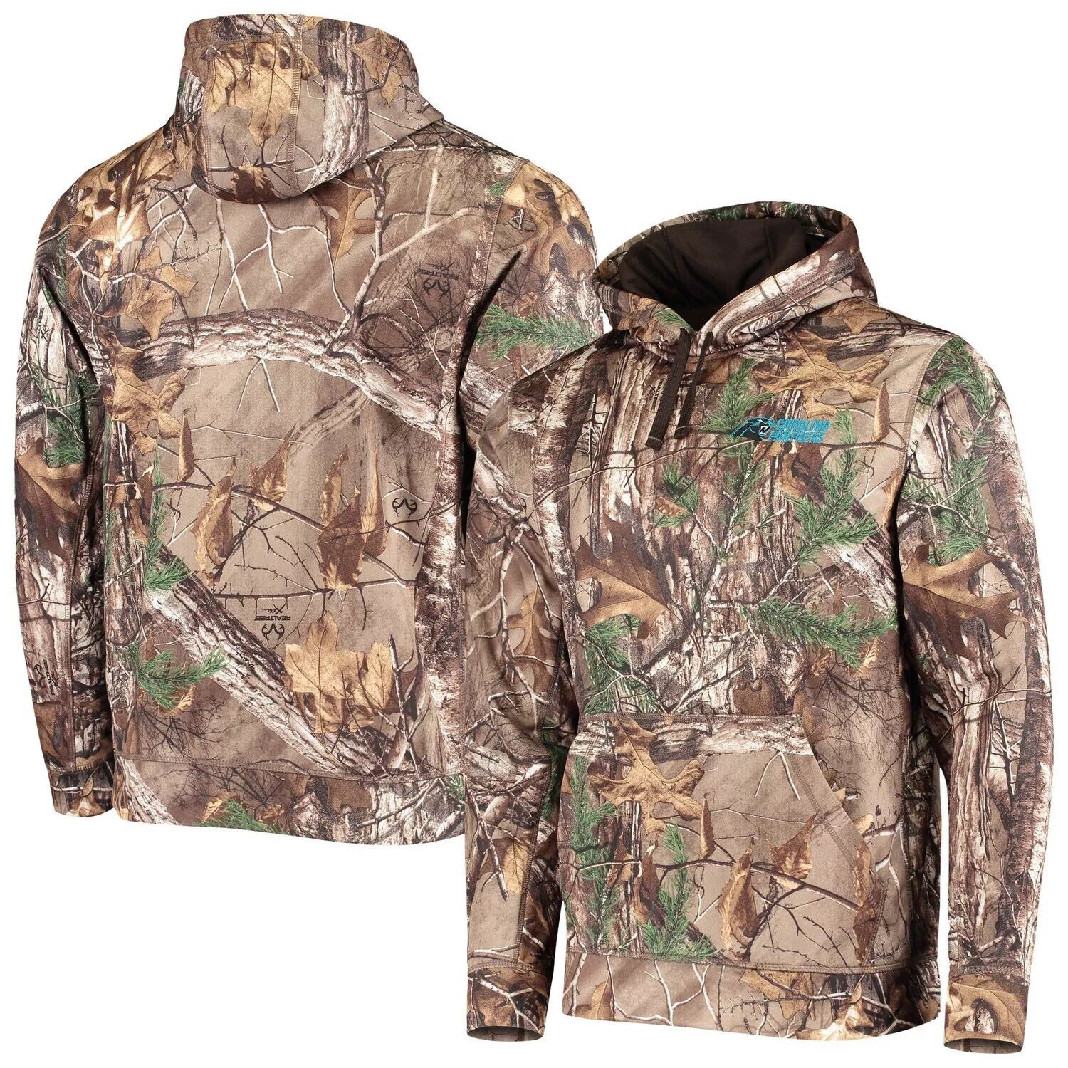 

Мужской флисовый пуловер с капюшоном Dunbrooke Realtree Camo Carolina Panthers Circle Champion Tech