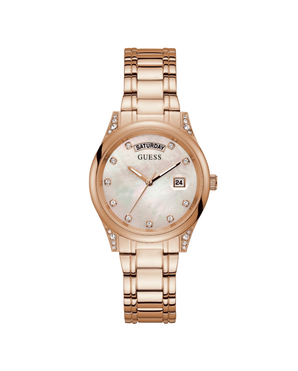 Женские часы Aura GW0047L2 из стали с ремешком из розового золота Guess, золотой