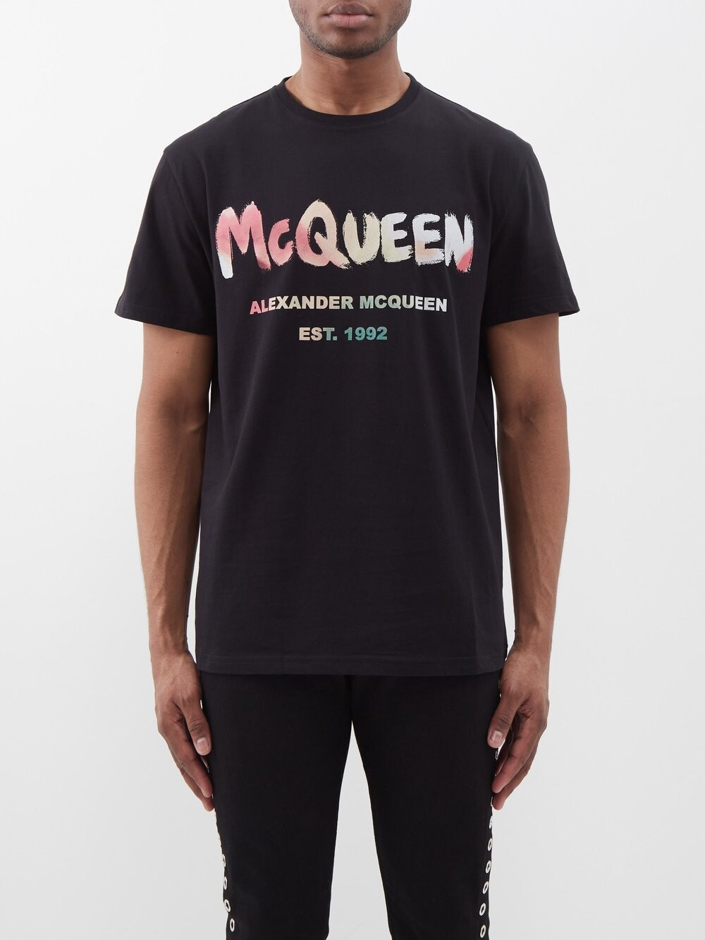 

Футболка из хлопкового джерси с логотипом Alexander McQueen, черный