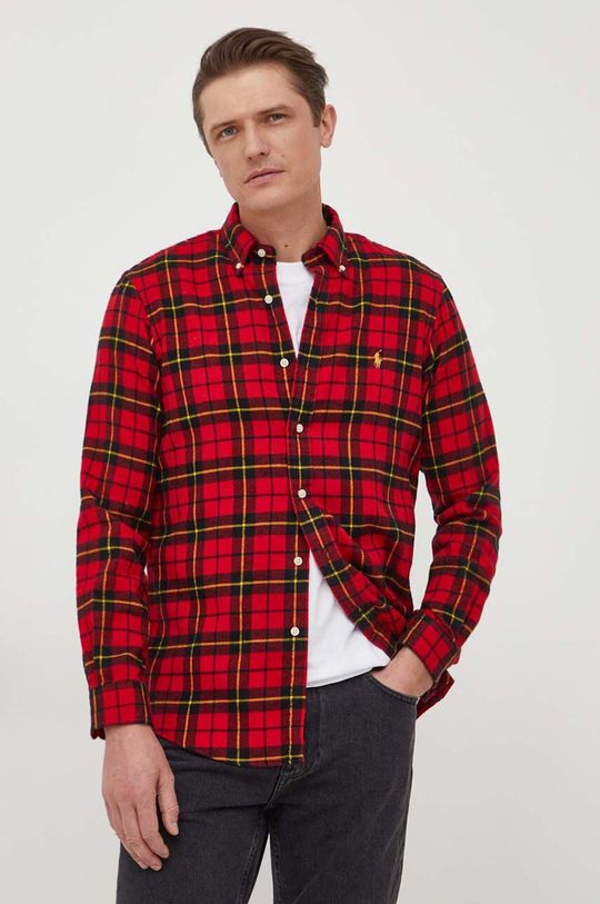 Хлопчатобумажную рубашку Polo Ralph Lauren, красный цена и фото
