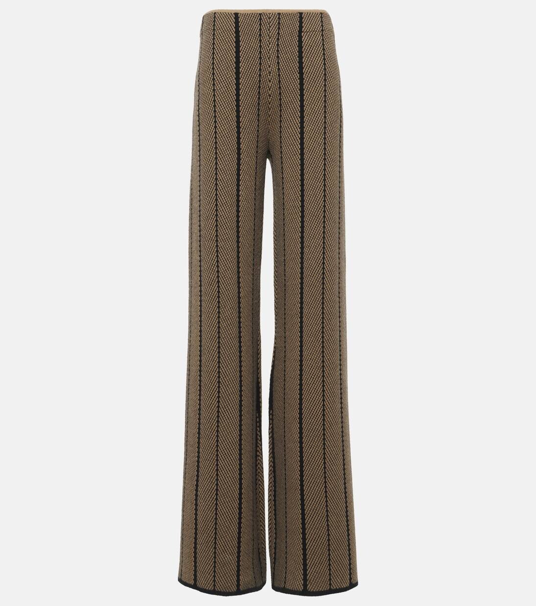 

Прямые брюки из шерстяного жаккарда с шевронным узором Joseph, цвет black/oak