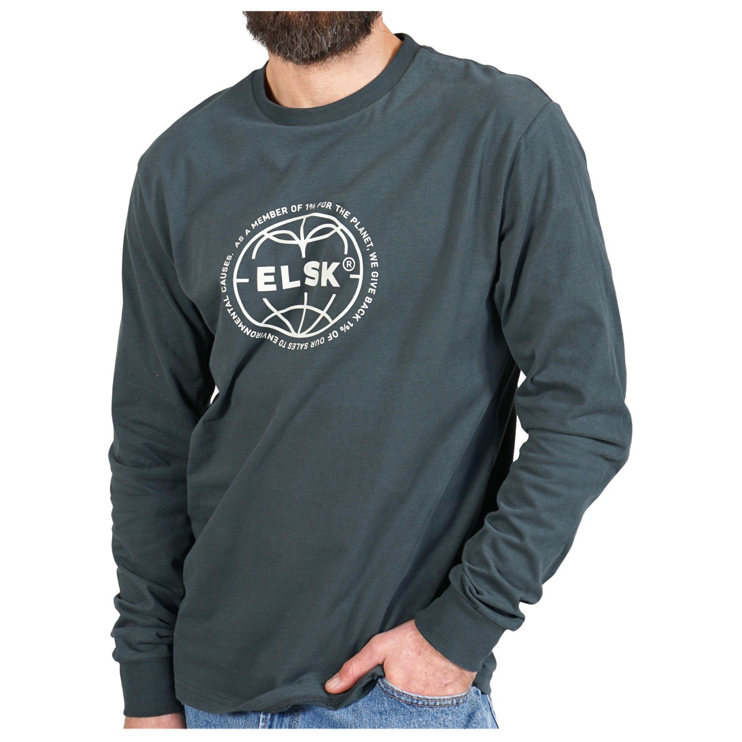 

Лонгслив Elsk Statement Globe Brushed L/S, цвет Stone Green