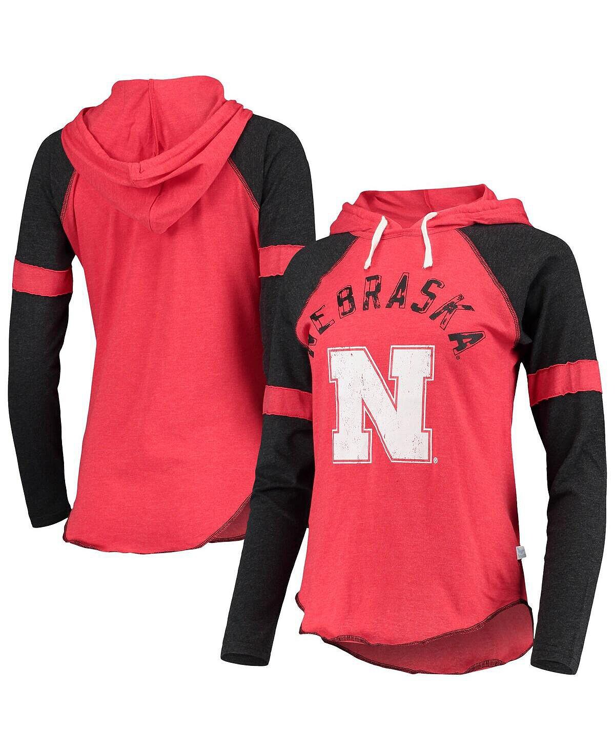 

Женская худи с длинным рукавом реглан алого и черного цветов Nebraska Huskers Yard Line Touch