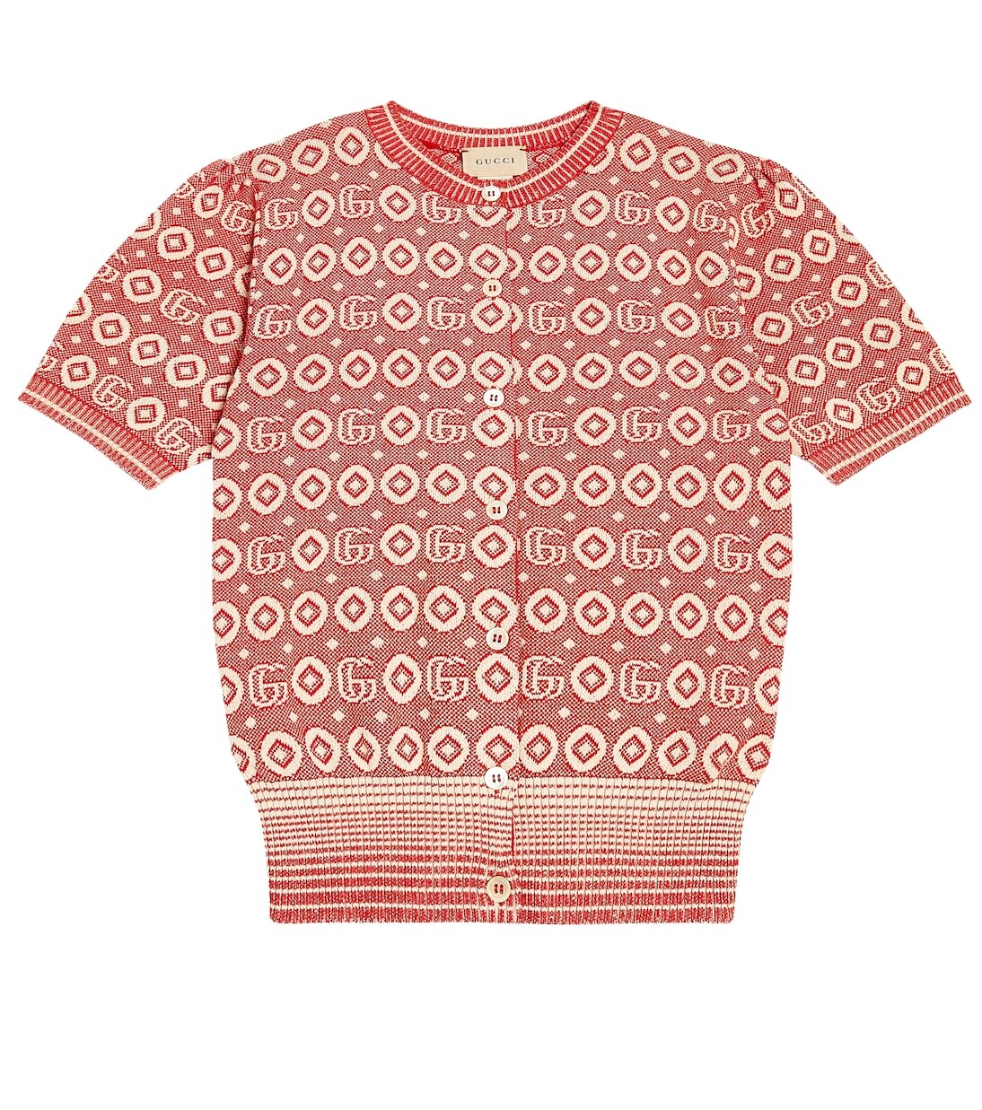 Жаккардовый хлопковый кардиган double g Gucci Kids, бежевый