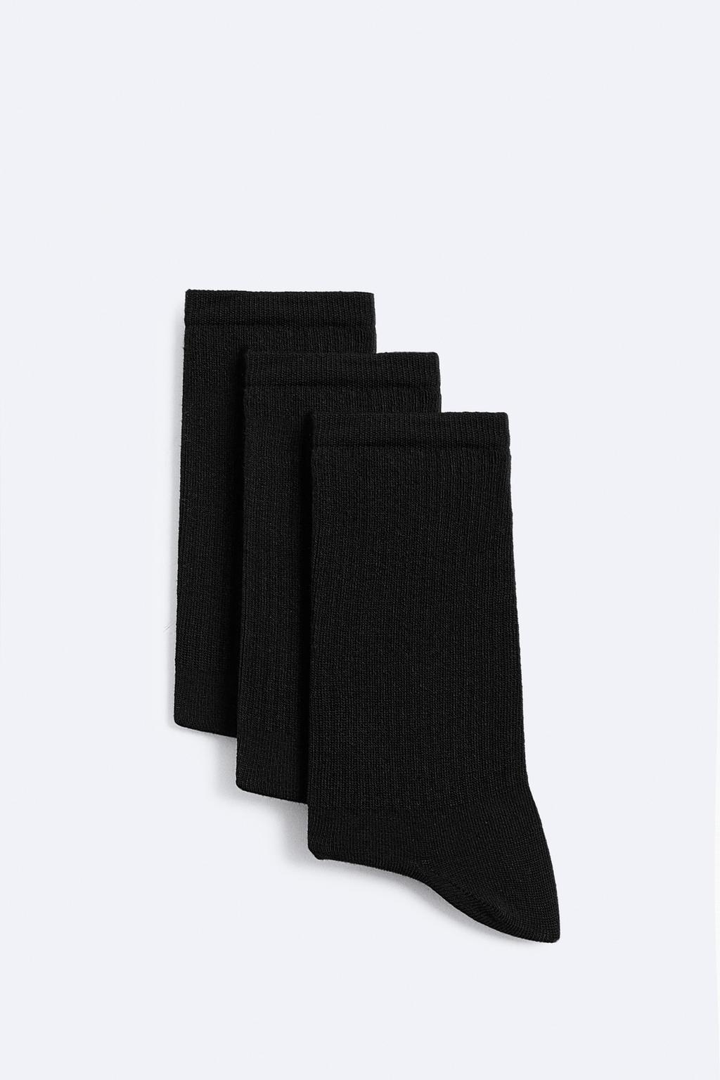 цена Набор из 3 носков в ребруску ZARA, черный