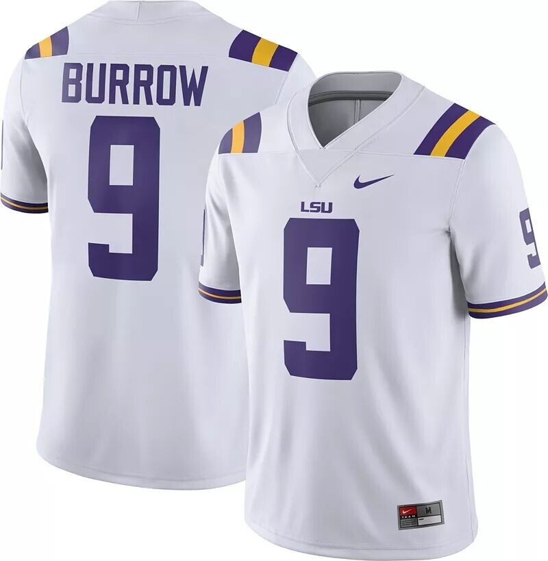 

Мужская белая майка Nike Joe Burrow LSU Tigers #9 Dri-FIT Game Football