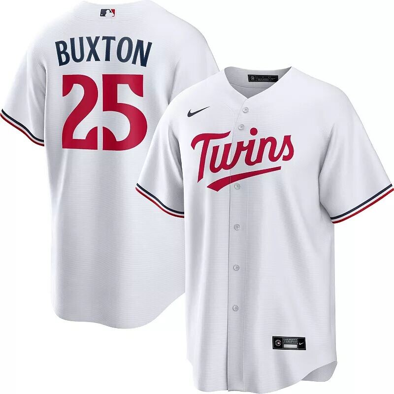 

Мужская белая домашняя майка Nike Minnesota Twins Byron Buxton #25 Cool Base