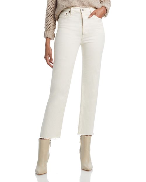 цена Прямые джинсы до щиколотки в стиле 70-х годов Stove Pipe в винтажном белом цвете RE/DONE, цвет White