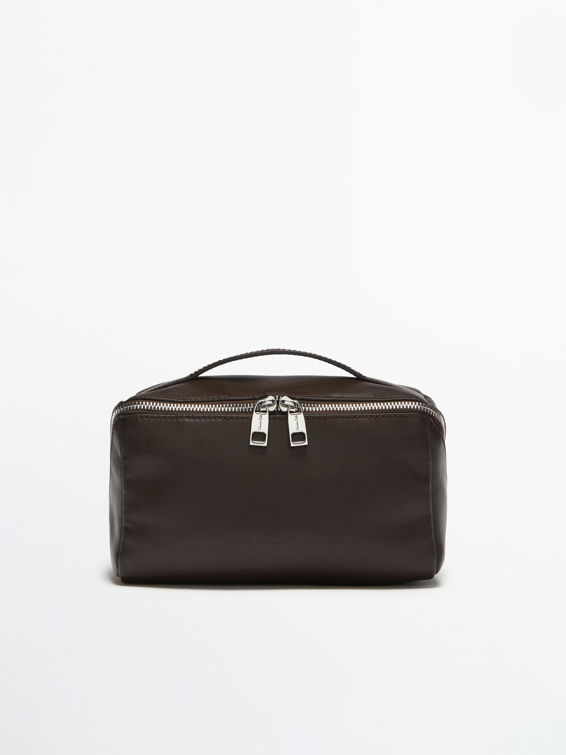 

Кожаная сумка для маленьки на диагональной молнии Massimo Dutti, коричневый