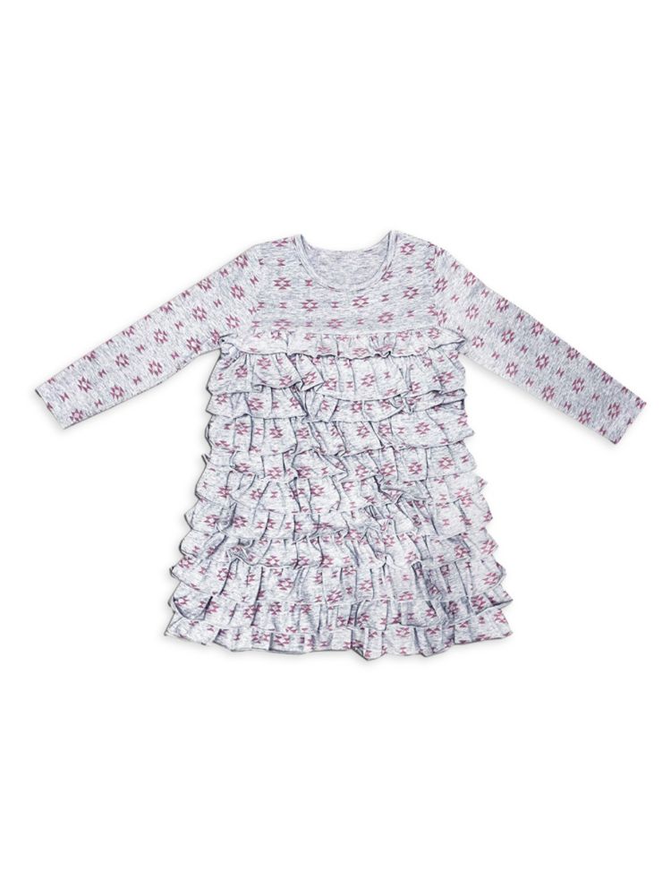 

Многоярусное платье Jody с геометрическим рисунком и рюшами для маленьких девочек и девочек Joe-Ella, серый