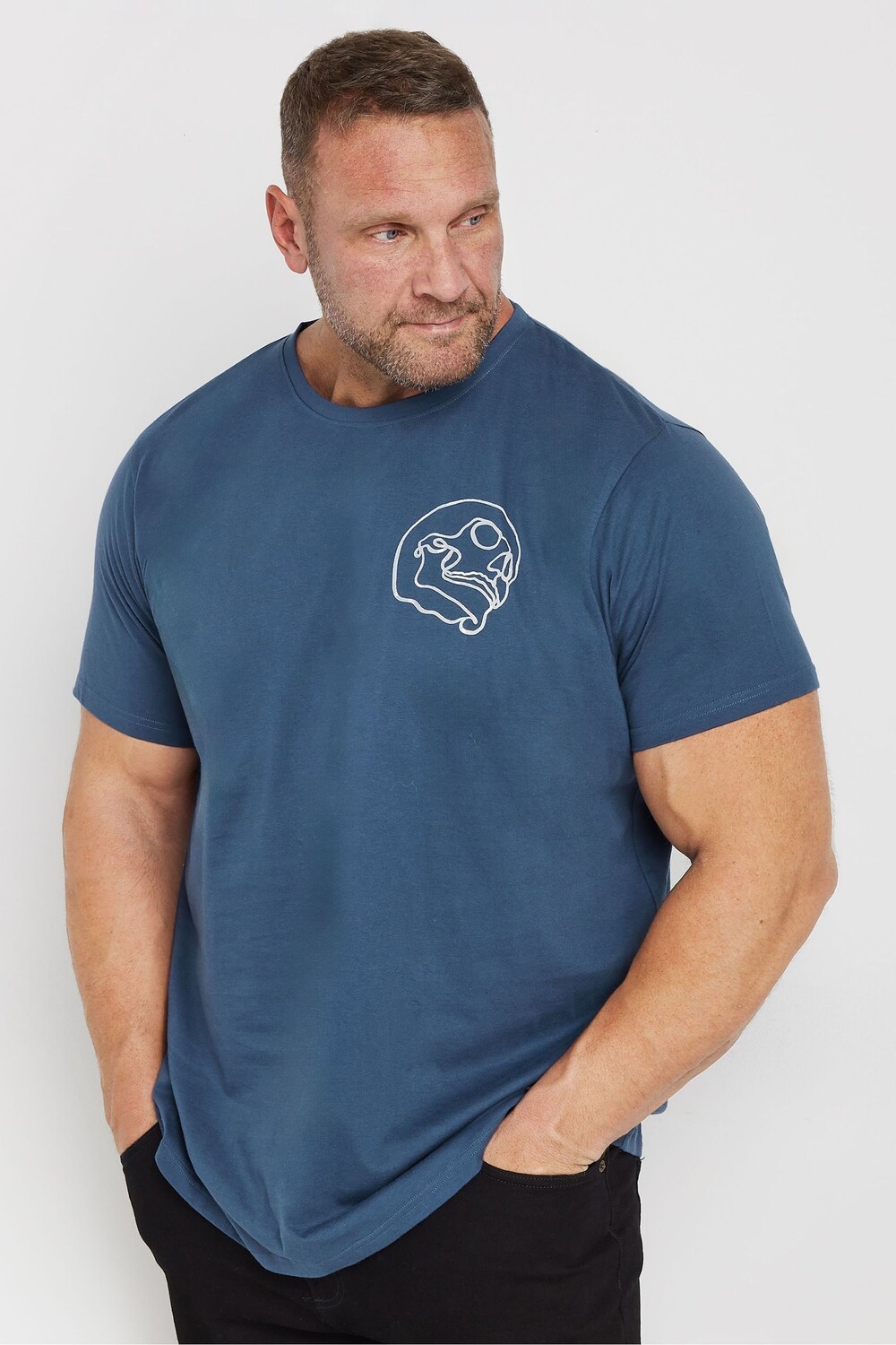 

Футболка с черепом спереди и сзади Badrhino Big & Tall, синий