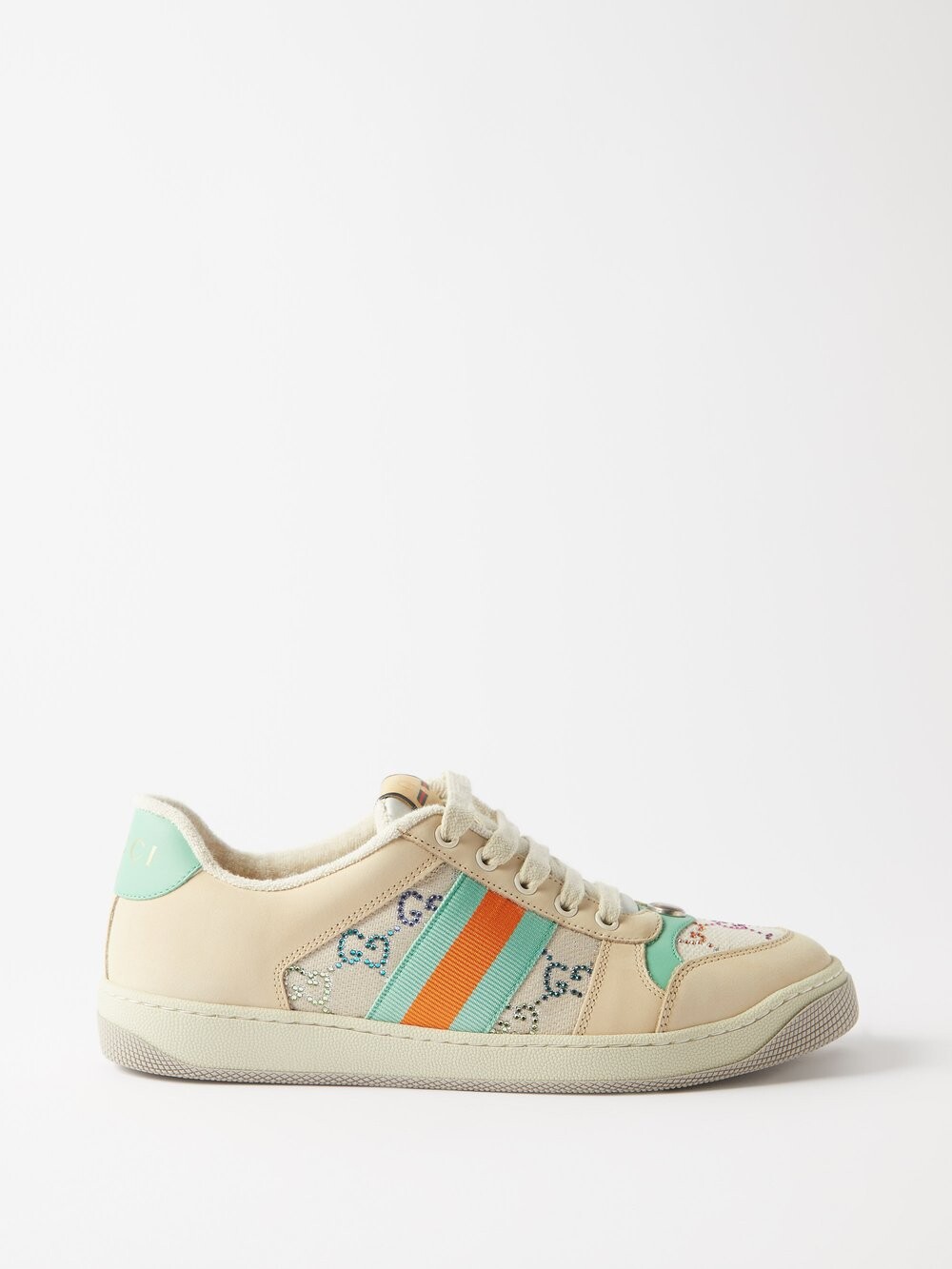 

Кроссовки screener из кожи и сетки с логотипом gg Gucci, бежевый