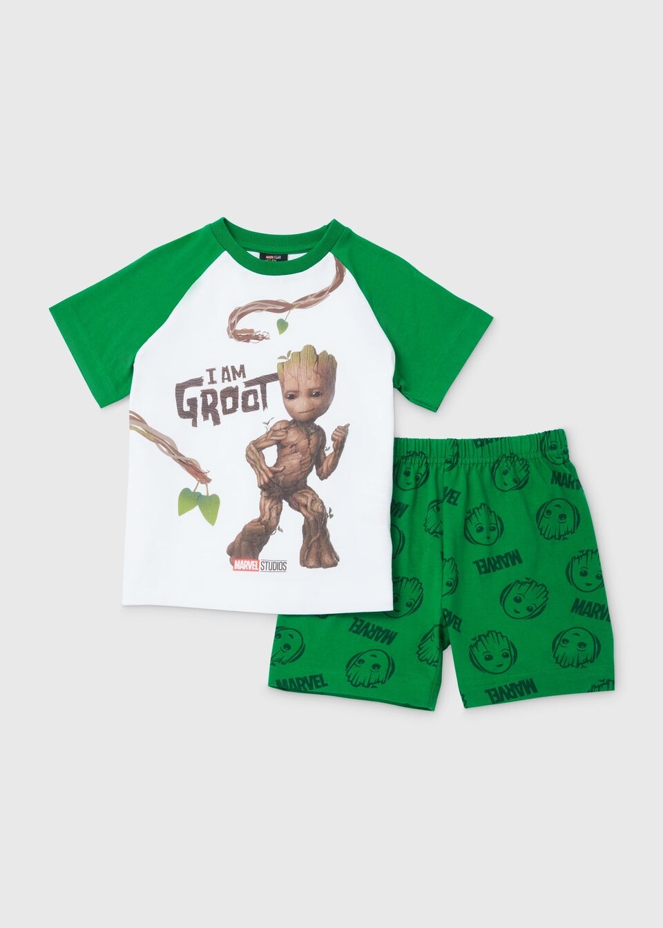 

Детский короткий пижамный комплект Green Groot (4–10 лет) Marvel