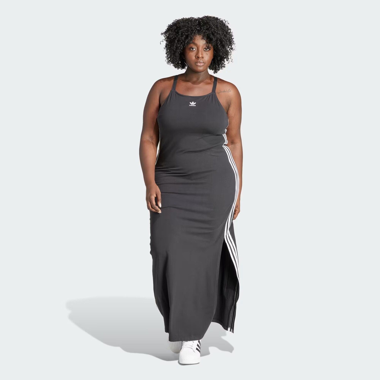 

Платье макси с 3 полосками (большие размеры) Adidas, цвет Black