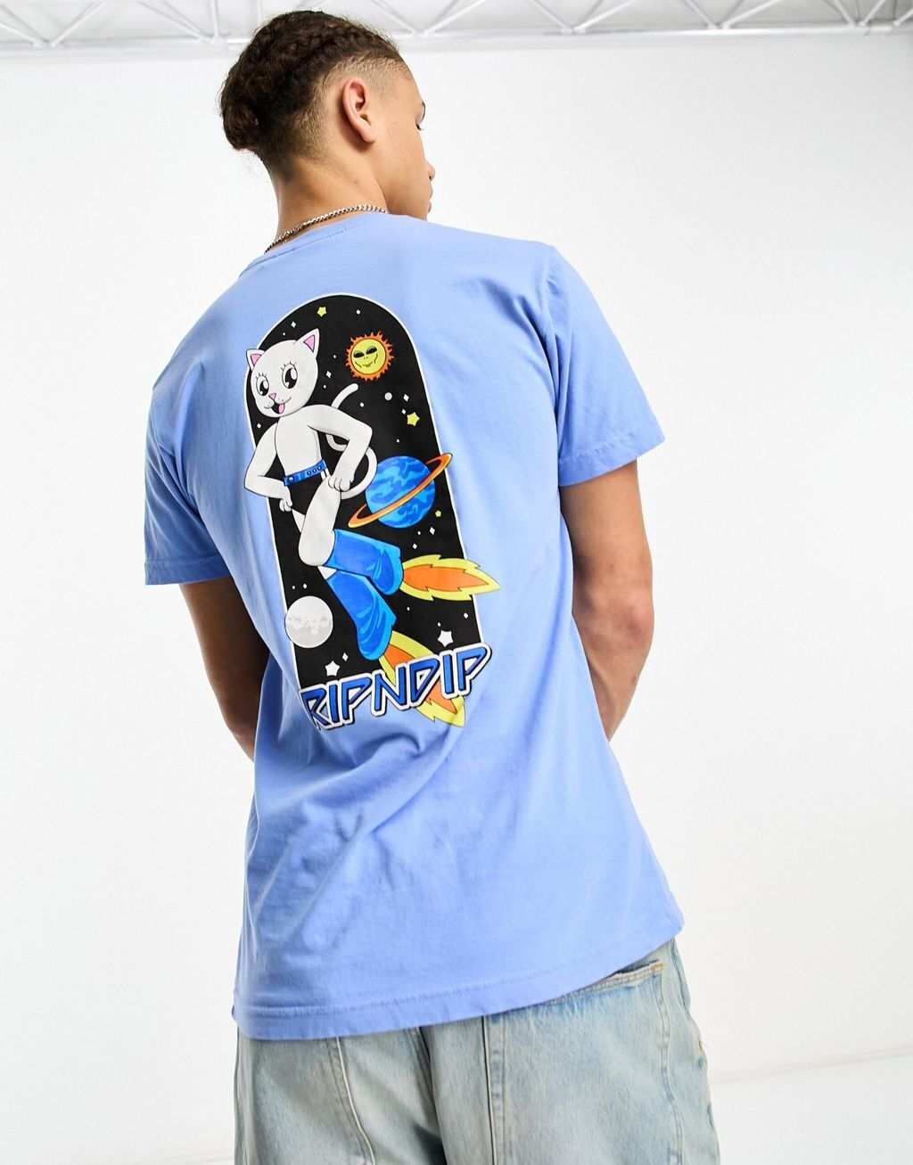 

Синяя футболка RIPNDIP astro с принтом на груди и спине, Синий