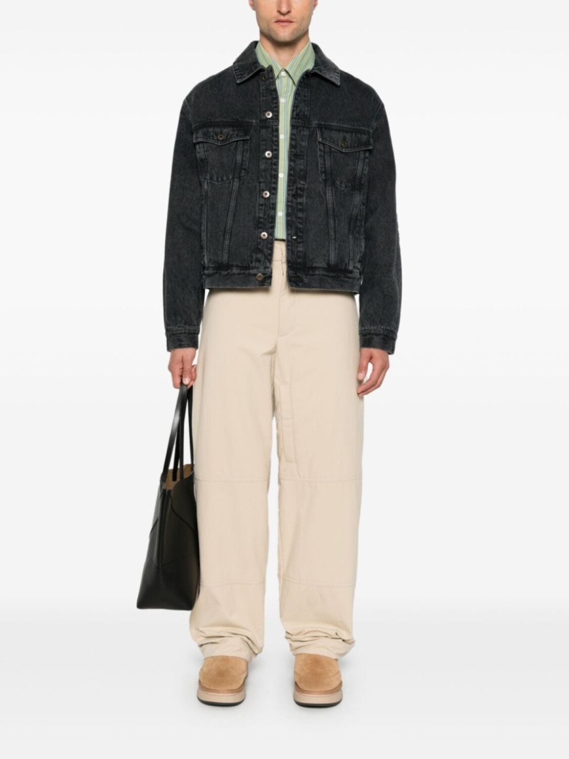 

LOEWE джинсовая куртка с нашивкой Anagram, черный