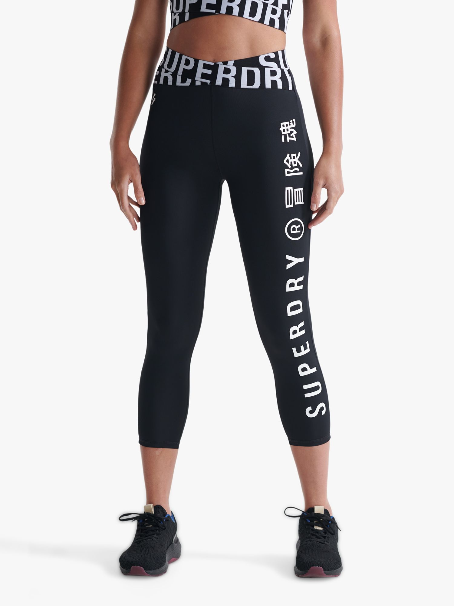 

Леггинсы для спортзала Superdry Training Cross 7/8, черный/белый (жирный)