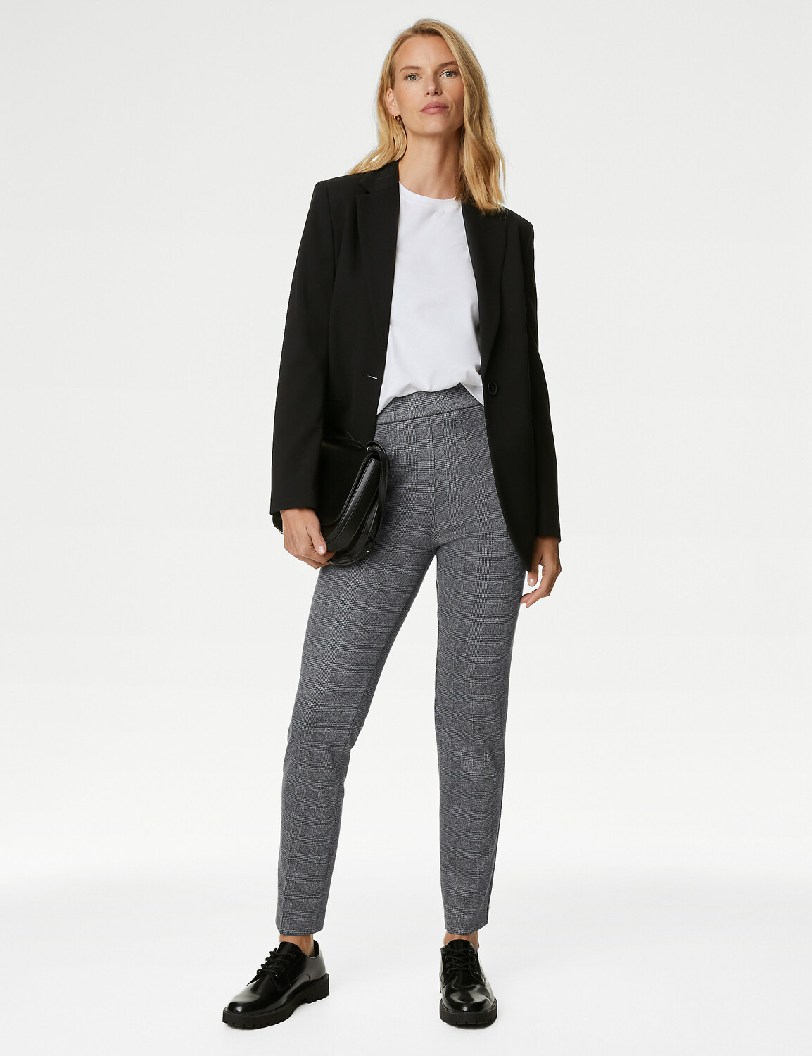 

Узкие брюки из джерси в клетку Marks & Spencer, серый микс