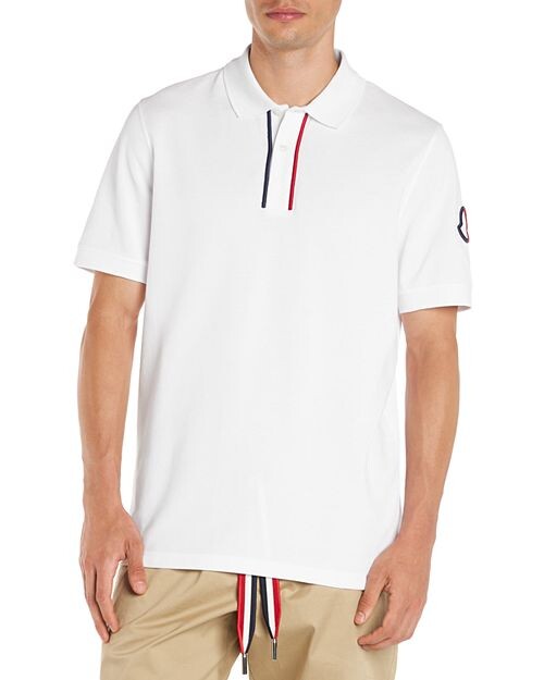 

Поло с короткими рукавами и полосатой отделкой Moncler, цвет White