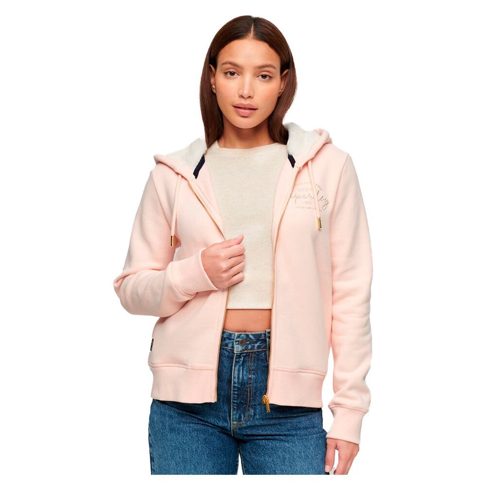 

Толстовка Superdry Luxe Metallic Logo Full Zip, розовый