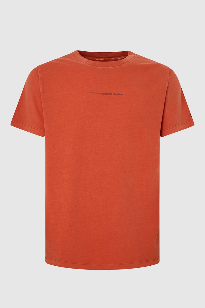 Хлопковая футболка с овальным вырезом Pepe Jeans London, оранжевый
