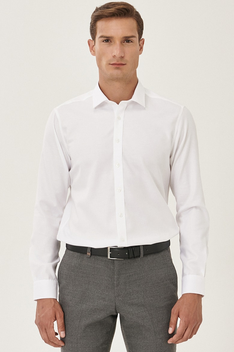 Облегающая рубашка с острым воротником Ac&Co, белый рубашка с петлицами и острым воротником ac