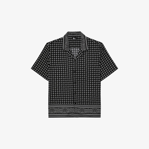 

Тканая рубашка с графичным принтом и короткими рукавами The Kooples, черный