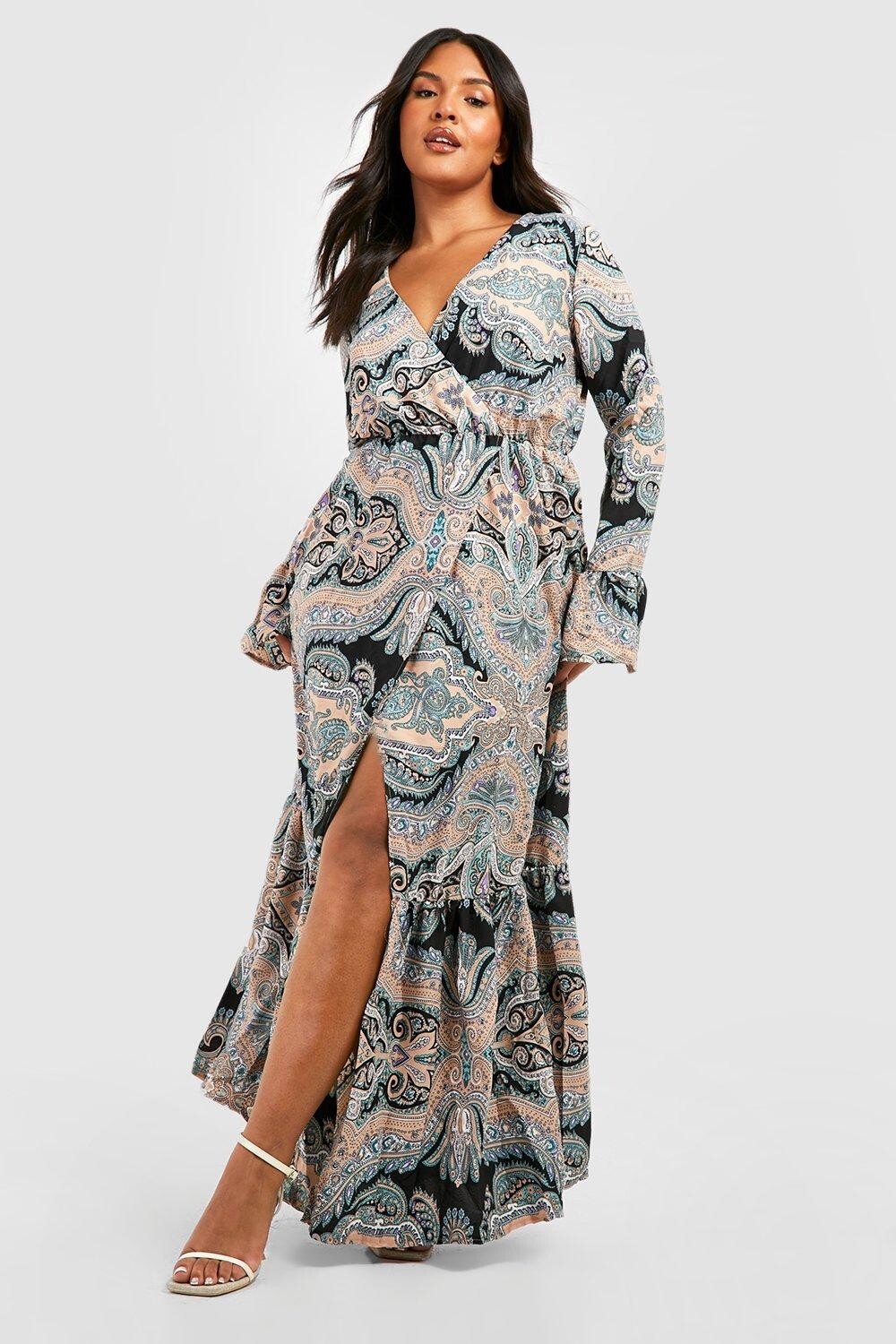 

Платье макси с запахом пейсли Boohoo, румяна