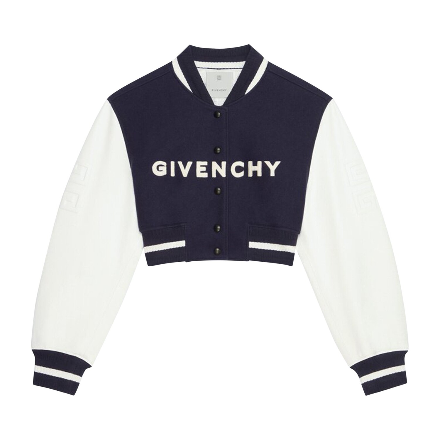 

Укороченные университетские брюки с кожаными рукавами от Givenchy, темно-синие/белые, Синий