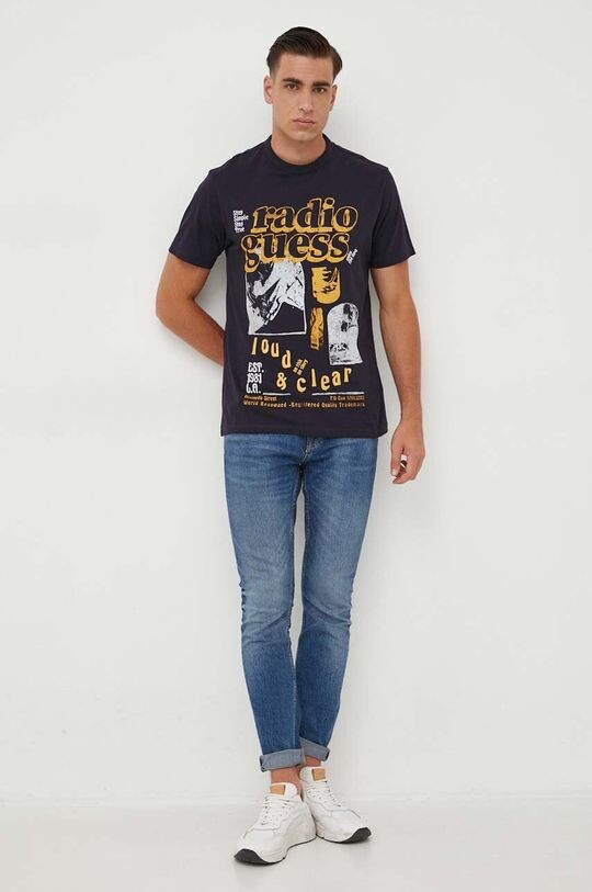 

Футболка из хлопка Guess, темно-синий