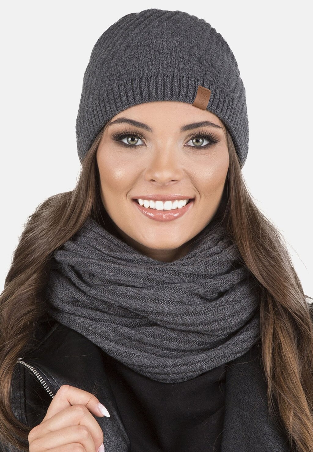 

Утеплитель для шеи 7017 Комплект Шапка И Шарф Vivisence, цвет dark grey