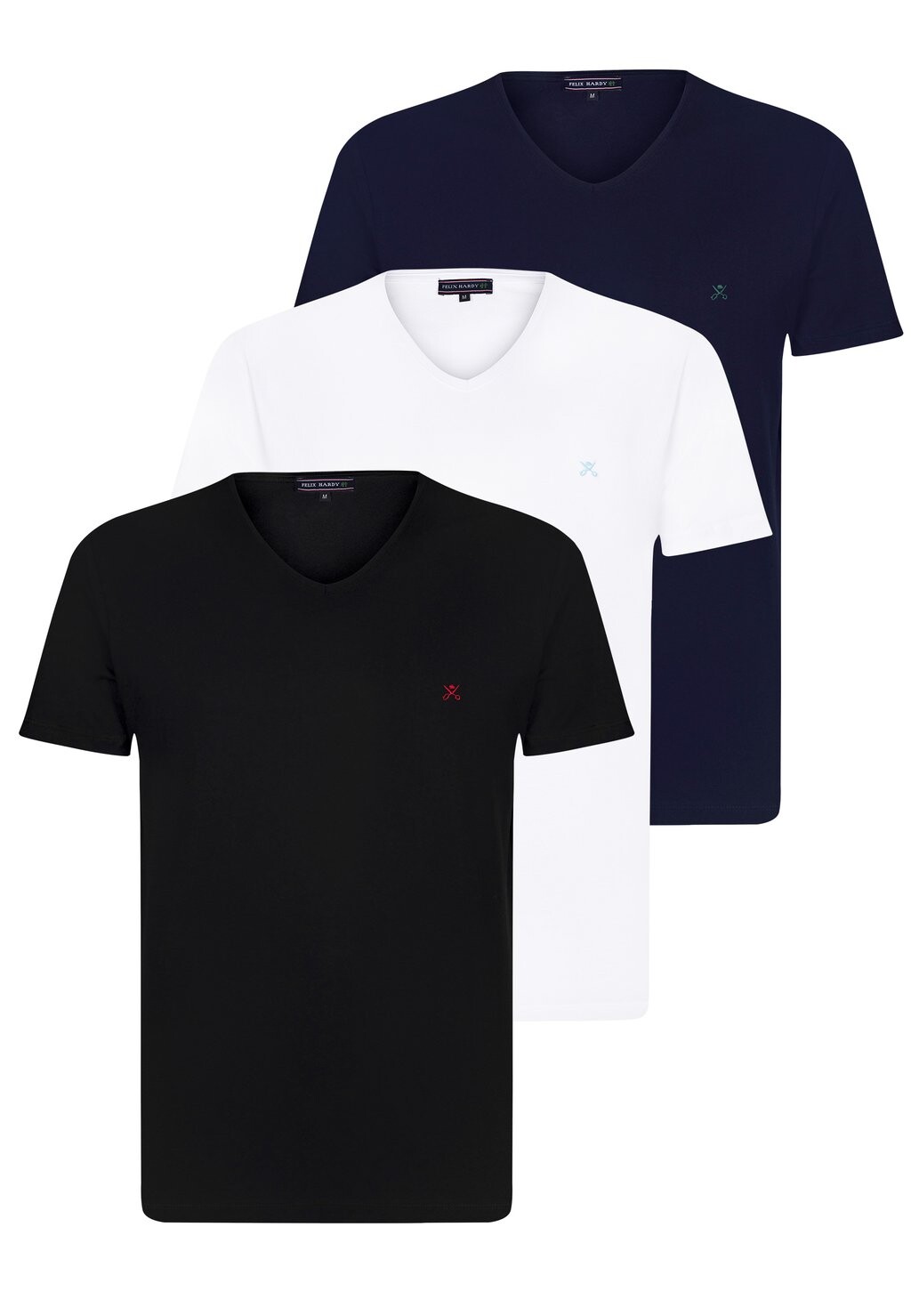

Базовая футболка 3 PACK VNECK Felix Hardy, цвет black white navy