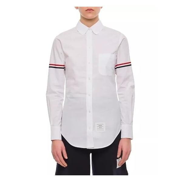 

Футболка classic round collar poplin shirt Thom Browne, белый