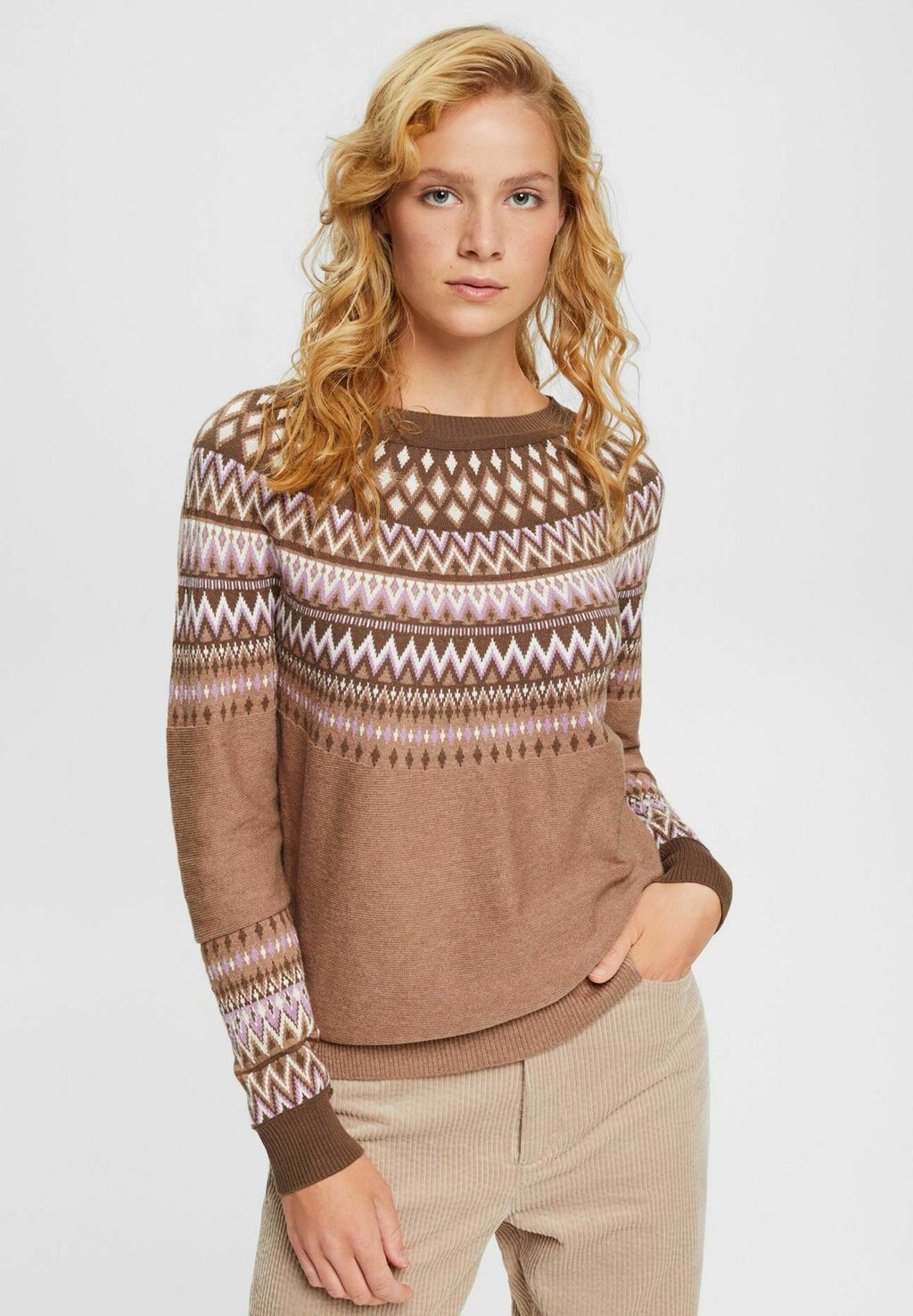 

Джемпер Esprit F Sus Jacquard, серо-коричневый