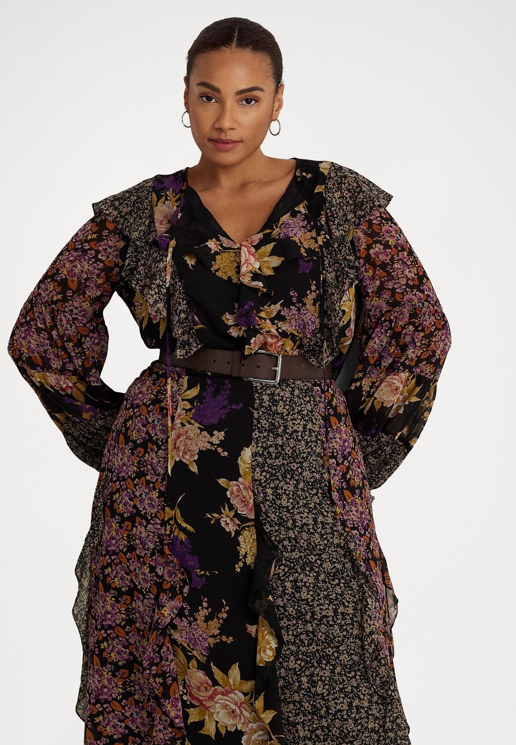 

Блузка Lauren Ralph Lauren RILYNN LONG SLEEVE BLOUSE, цвет black/tan/multi