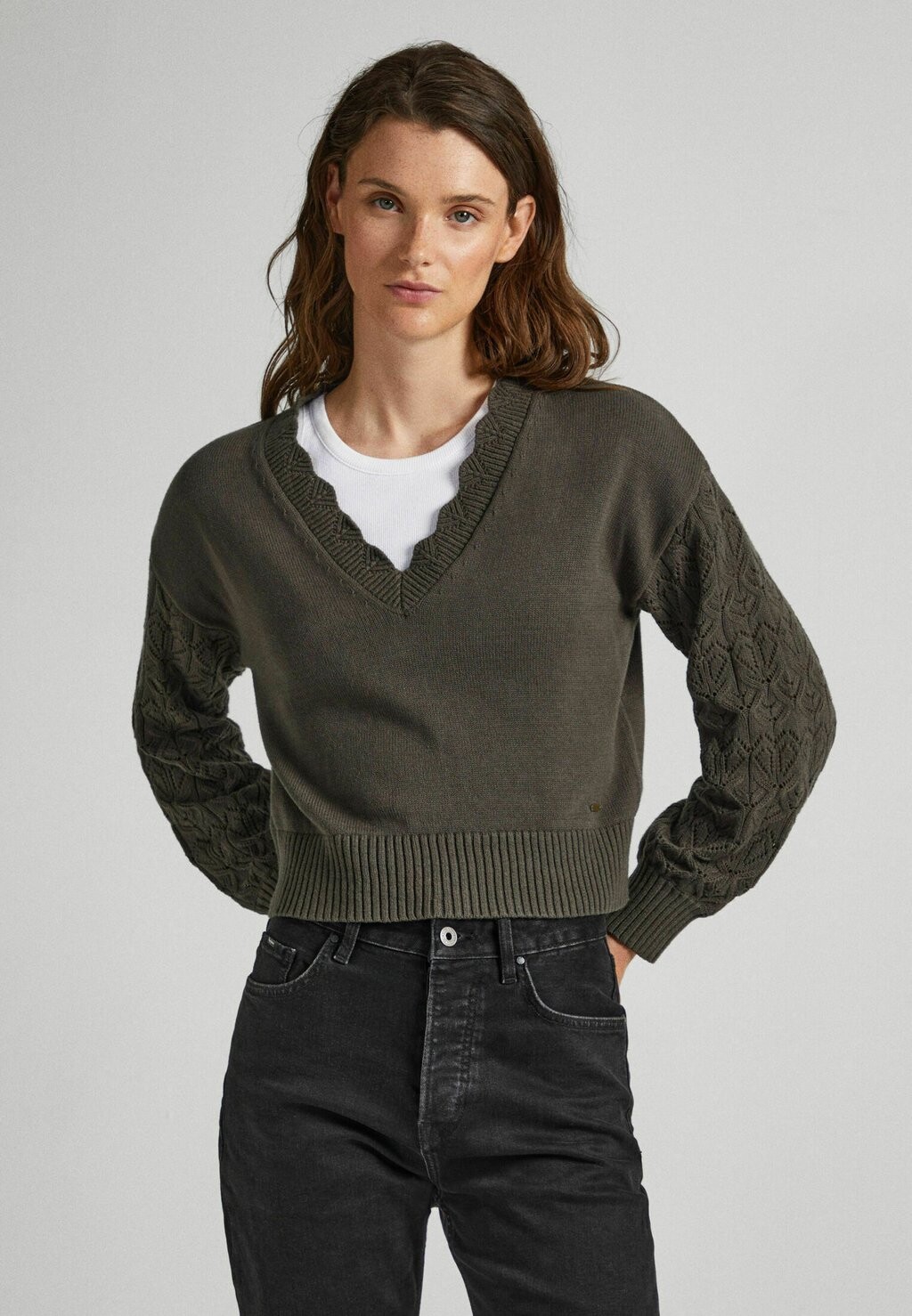 

Свитер DAMARA V NECK Pepe Jeans, оливково-зеленый