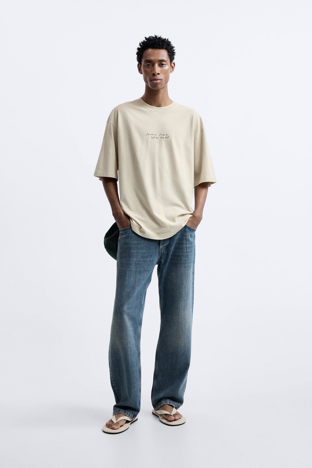 

Футболка с принтом Zara, легкий загар, Серый