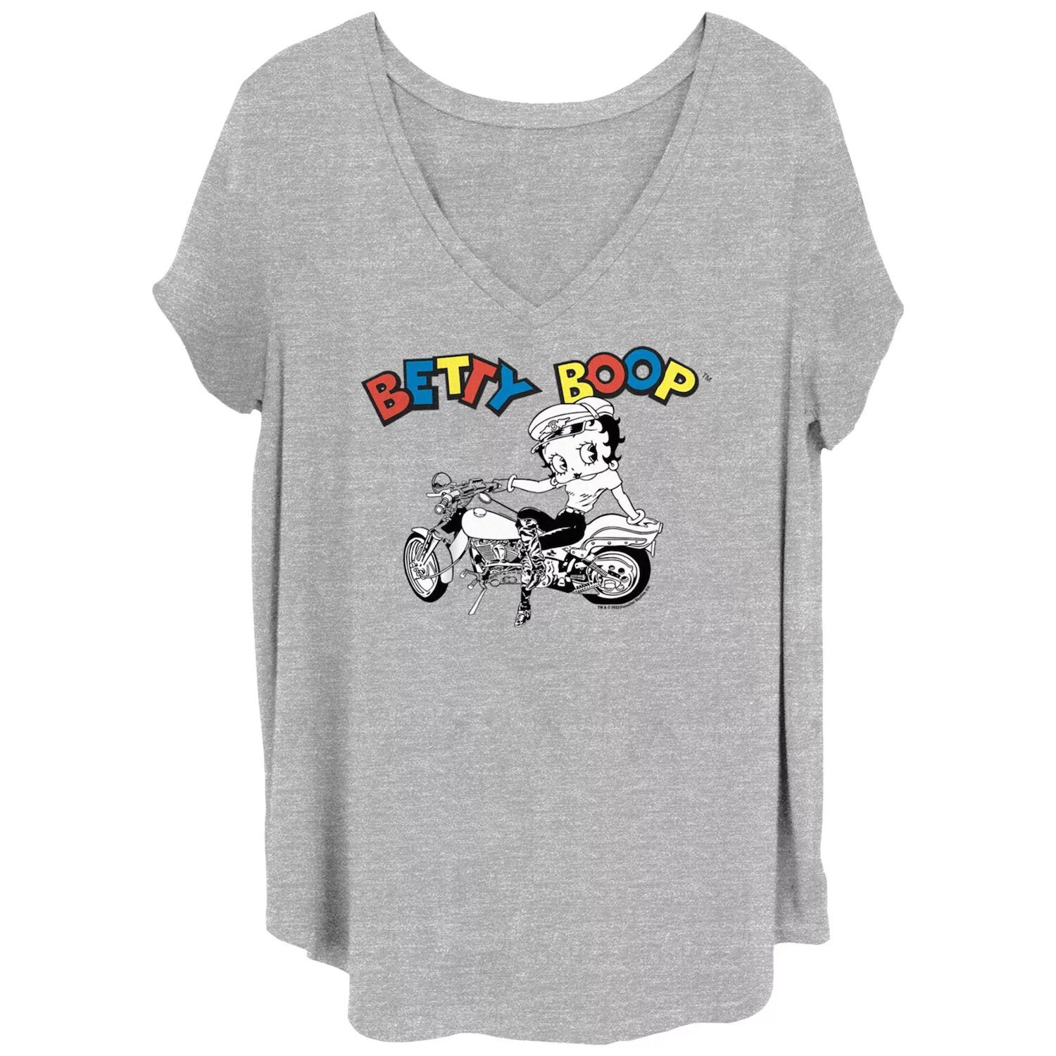 

Детская футболка больших размеров Betty Boop с цветными буквами Pretty Biker с v-образным вырезом и графическим рисунком Licensed Character